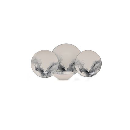 24 részes étkészlet fehér/fekete/porcelán