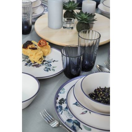 24 részes étkészlet, fehér/kék, kerámia