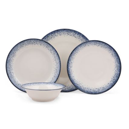 24 részes étkészlet fehér/kék/porcelán