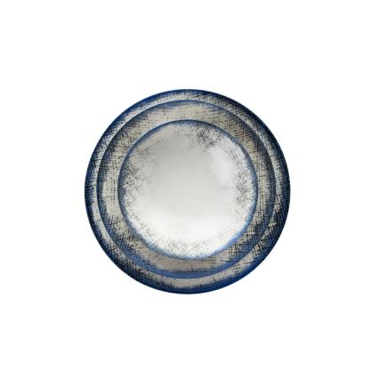 24 részes étkészlet, fehér/kék, porcelán