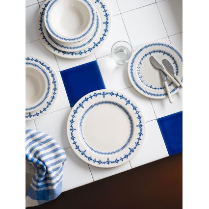 24 részes étkészlet fehér/kék/porcelán
