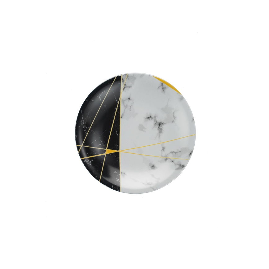 24 részes étkészlet fekete/fehér/arany/porcelán