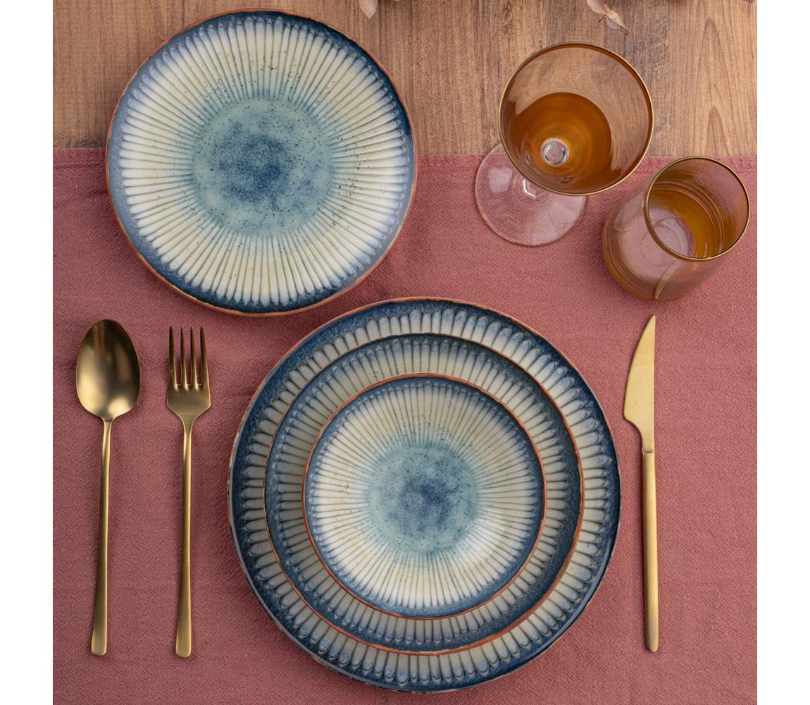 24 részes étkészlet kék/porcelán 387GRP1368