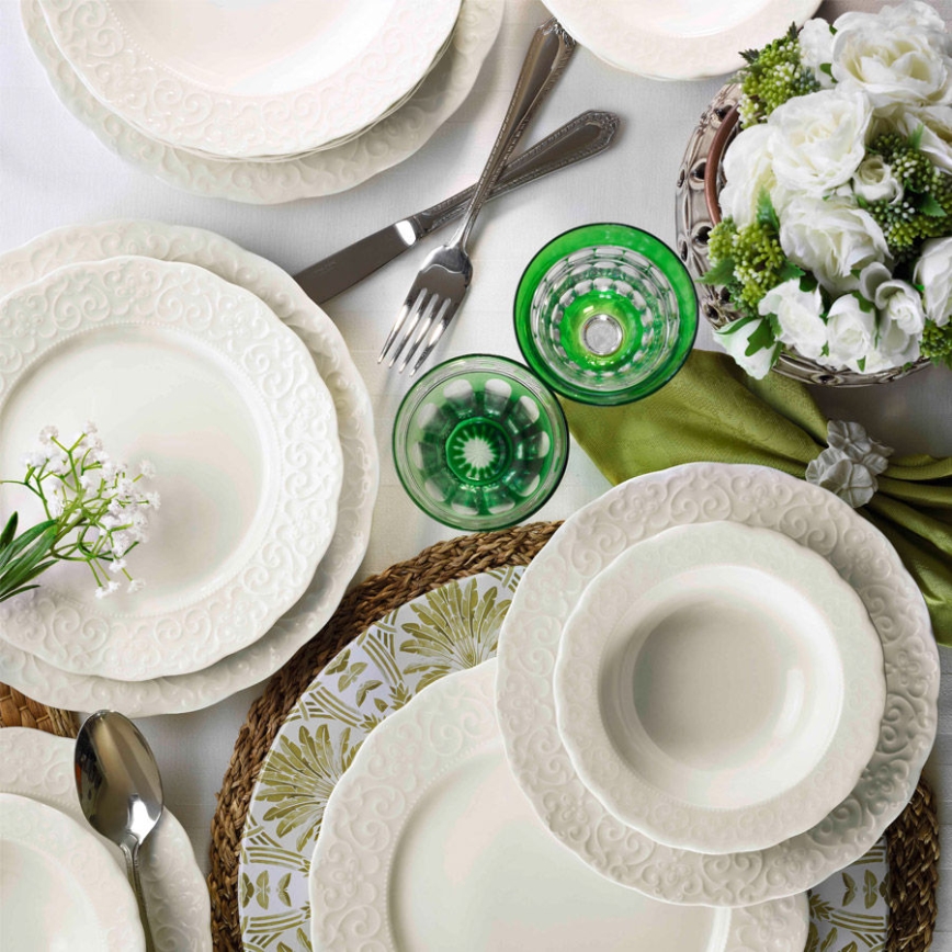24 részes fehér porcelán étkészlet