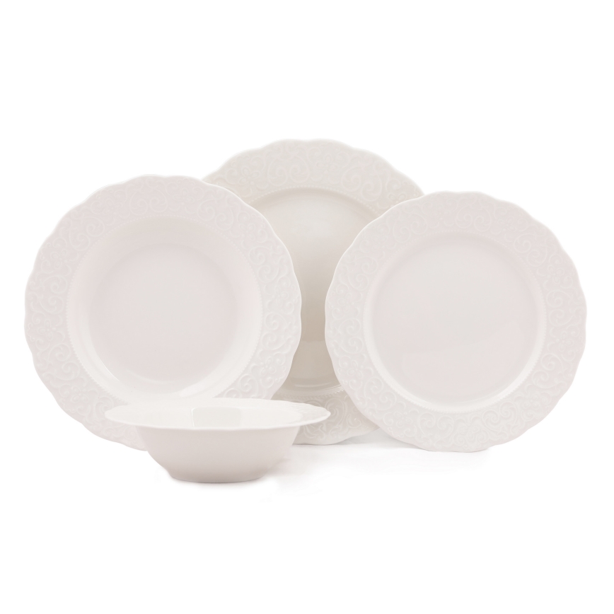 24 részes fehér porcelán étkészlet