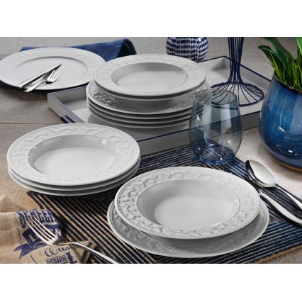 24 részes fehér porcelán étkészlet