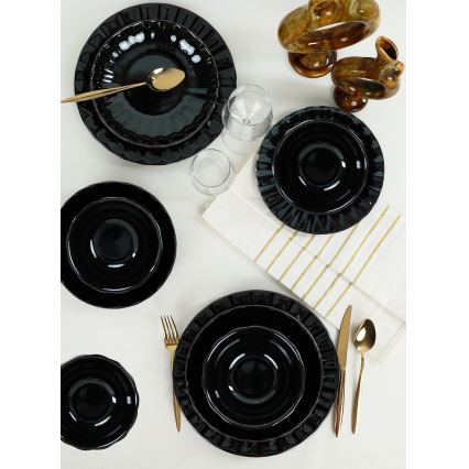 24 részes fekete kőagyag étkészlet