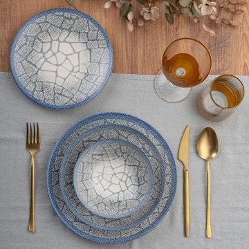 24 részes kék/porcelán étkészlet