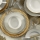 24 részes porcelán étkészlet, fehér/arany