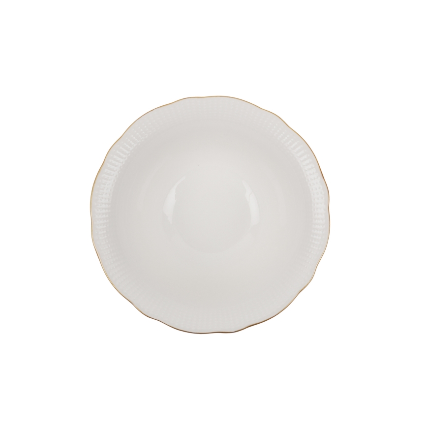 24 részes porcelán étkészlet, fehér/arany