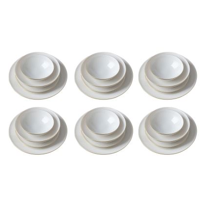 24 részes porcelán étkészlet, fehér/arany