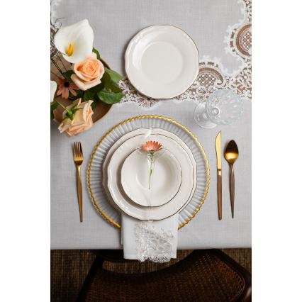 24 részes porcelán étkészlet, fehér/arany