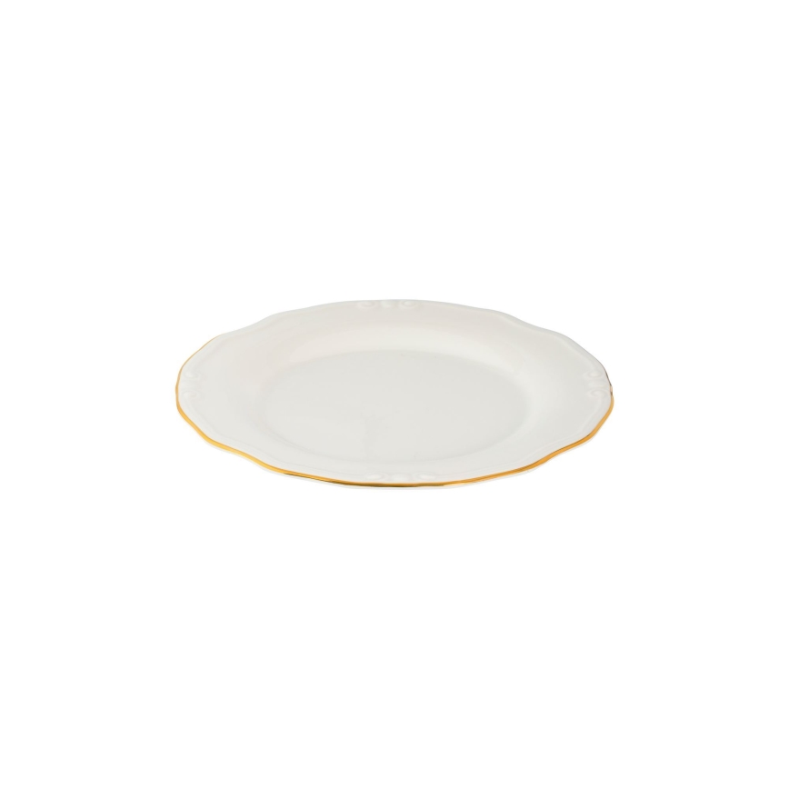 24 részes porcelán étkészlet, fehér/arany