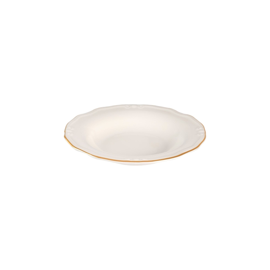 24 részes porcelán étkészlet, fehér/arany