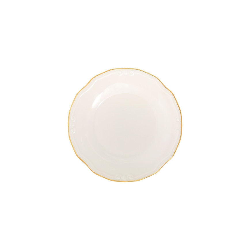 24 részes porcelán étkészlet, fehér/arany