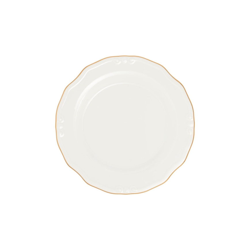 24 részes porcelán étkészlet, fehér/arany