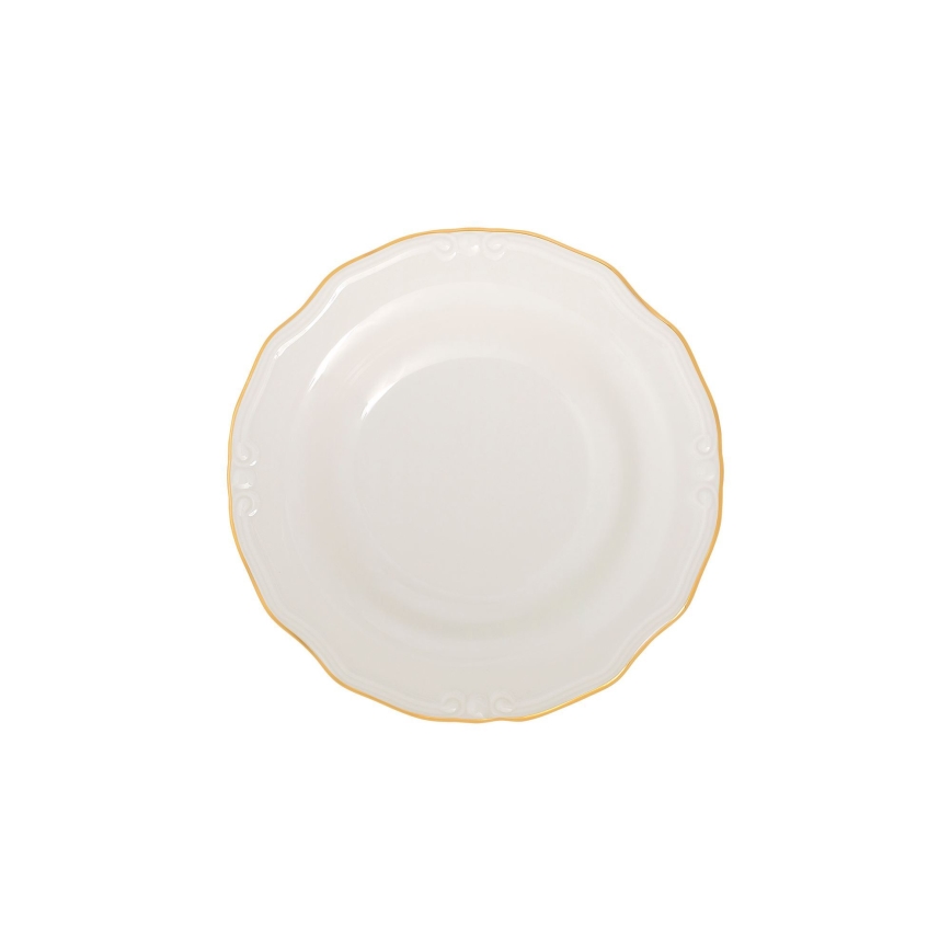 24 részes porcelán étkészlet, fehér/arany