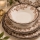 24 részes porcelán étkészlet, fehér/barna