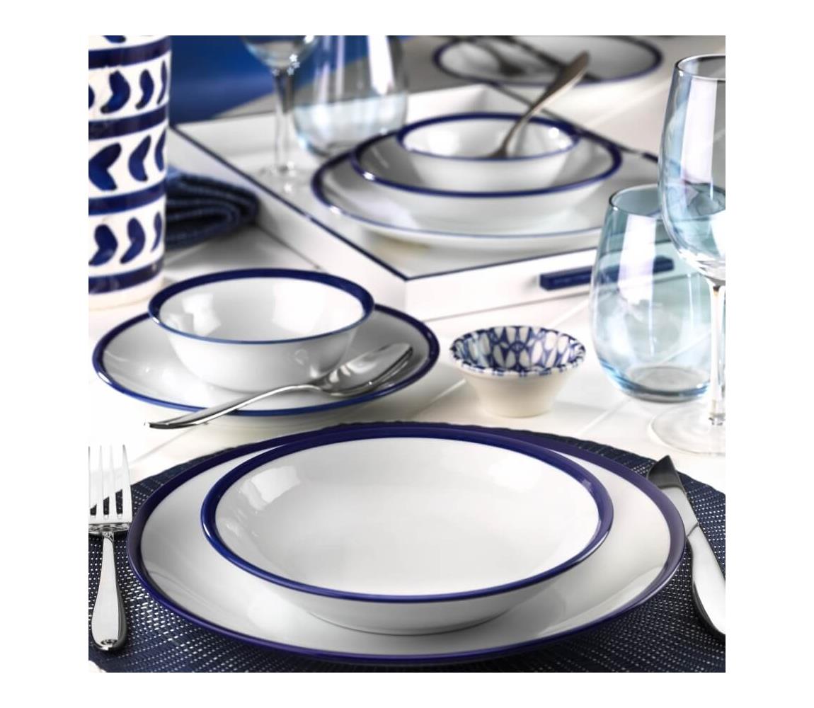 24 részes porcelán étkészlet, fehér/kék 710KTP2758