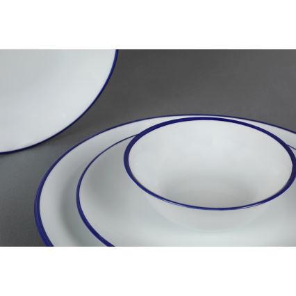 24 részes porcelán étkészlet, fehér/kék