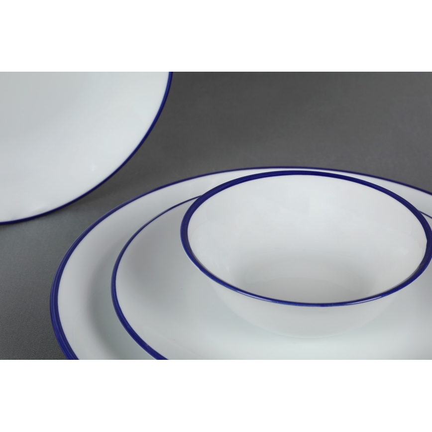 24 részes porcelán étkészlet, fehér/kék