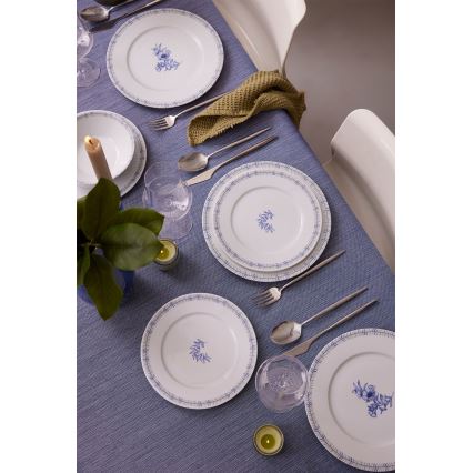 24 részes porcelán étkészlet, fehér/kék