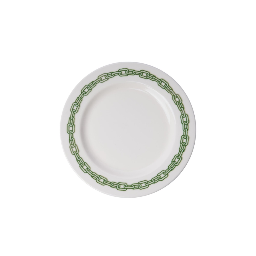 24 részes porcelán étkészlet, fehér/zöld