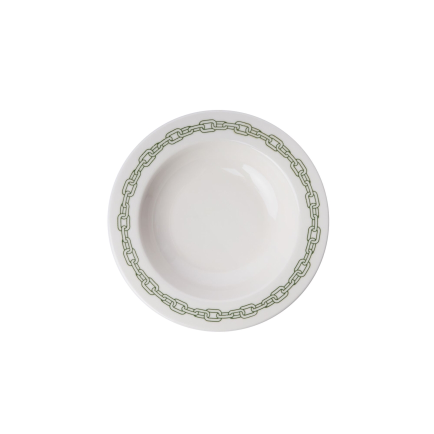 24 részes porcelán étkészlet, fehér/zöld