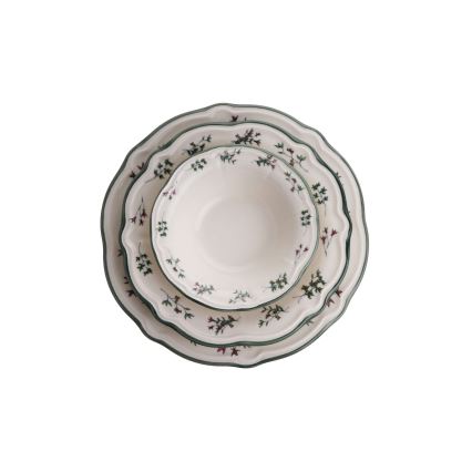 24 részes porcelán étkészlet, fehér/zöld