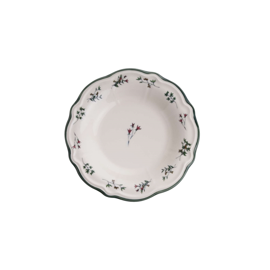 24 részes porcelán étkészlet, fehér/zöld