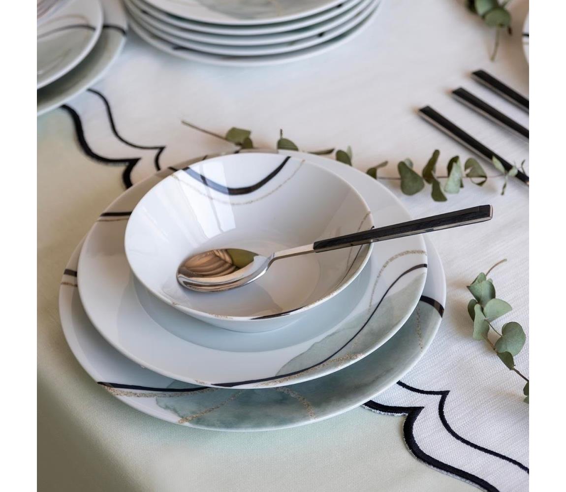 24 részes porcelán étkészlet, szürke/zöld 719KTP9882