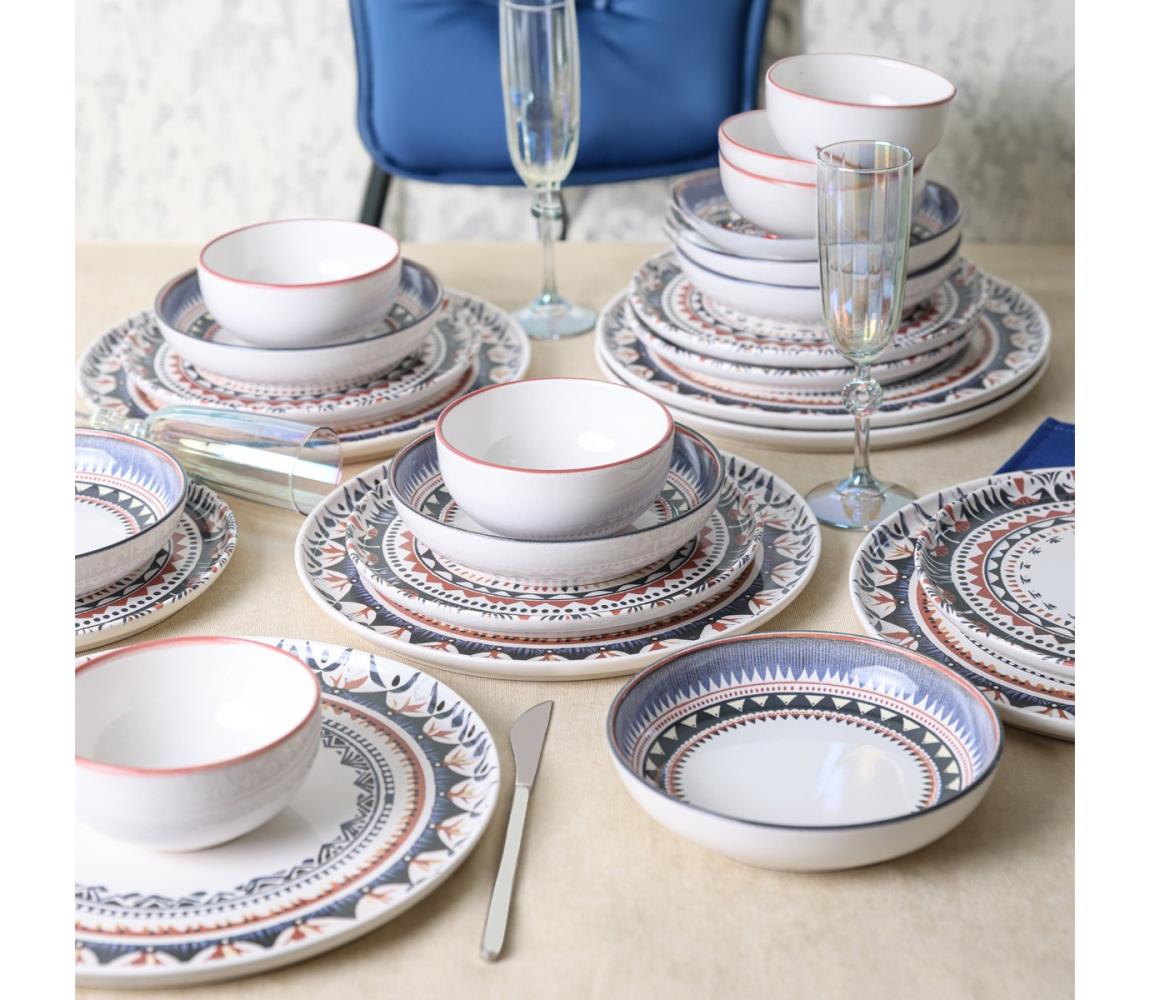 24 részes színes étkészlet / kőagyag 275KRM2335