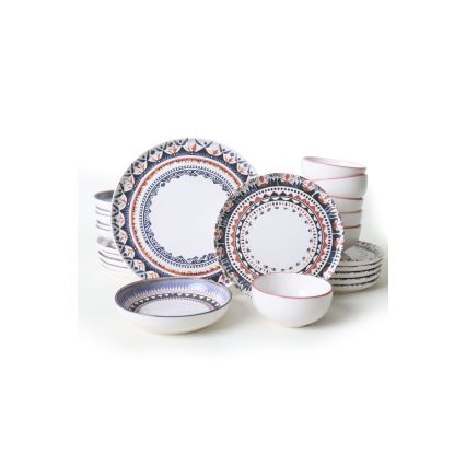 24 részes színes étkészlet / kőagyag