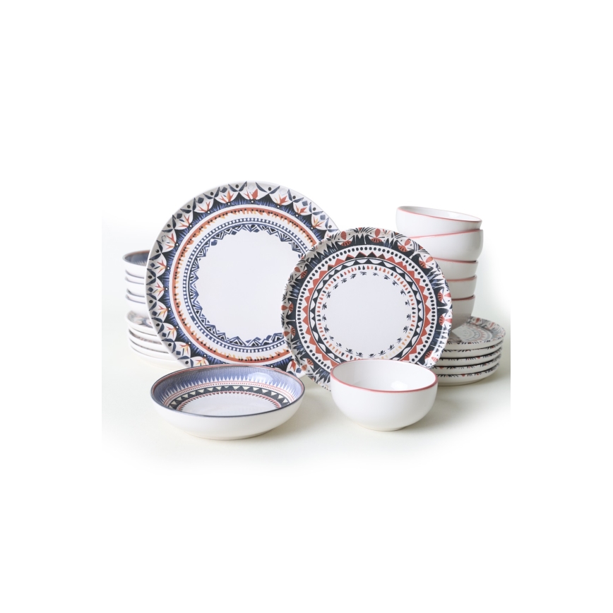 24 részes színes étkészlet / kőagyag