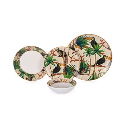 24 részes színes kerámia étkészlet