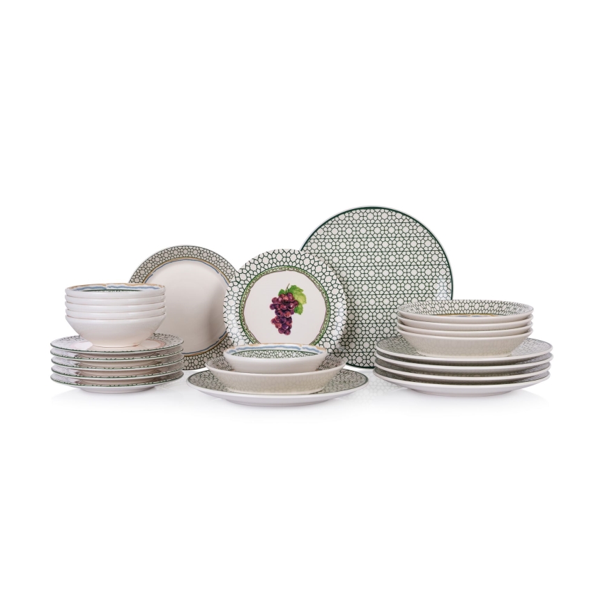 24 részes, színes kerámia étkészlet