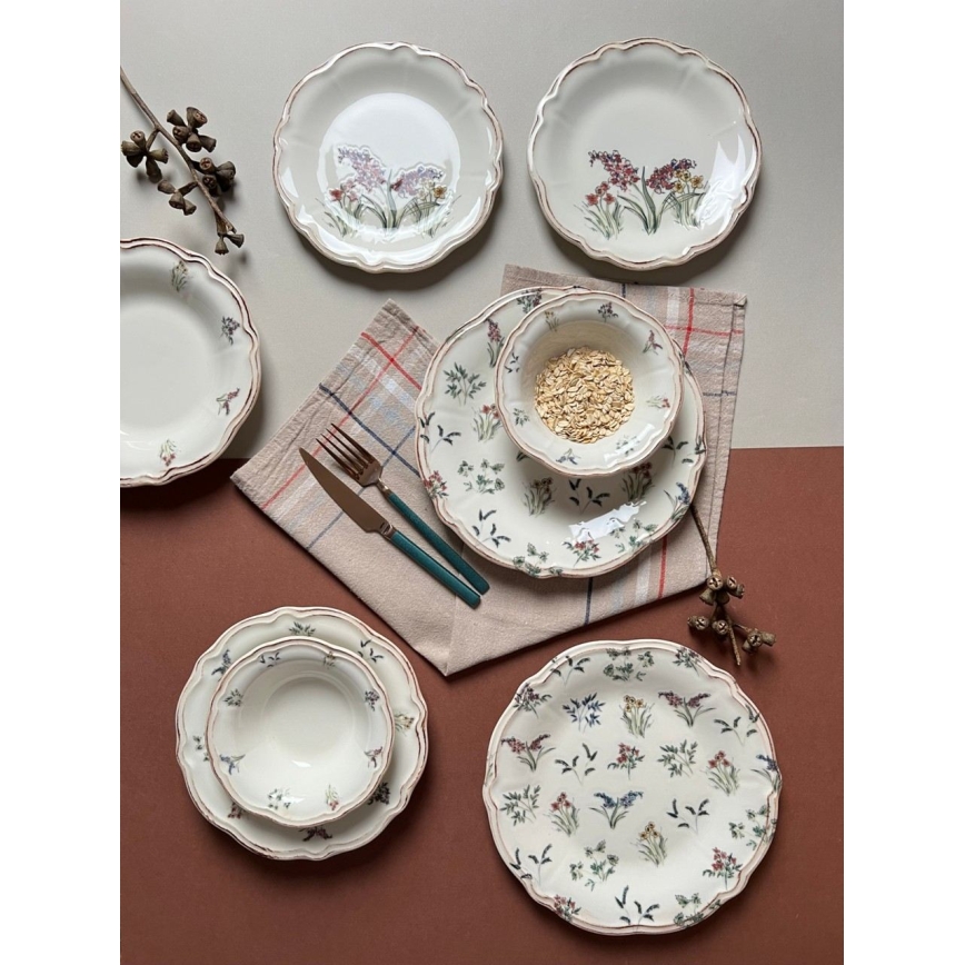 24 részes színes porcelán étkészlet