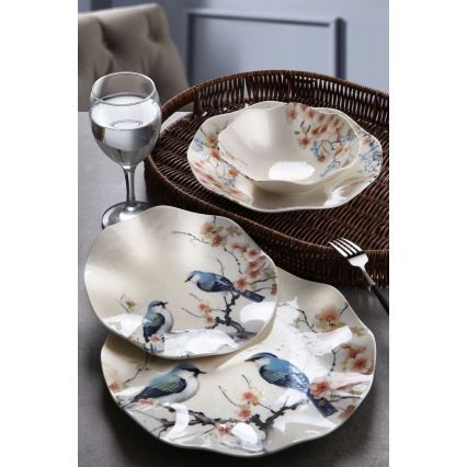 24 részes színes porcelán étkészlet