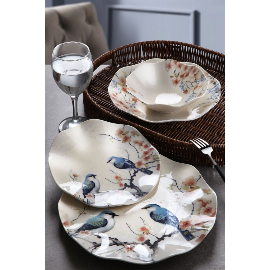24 részes színes porcelán étkészlet