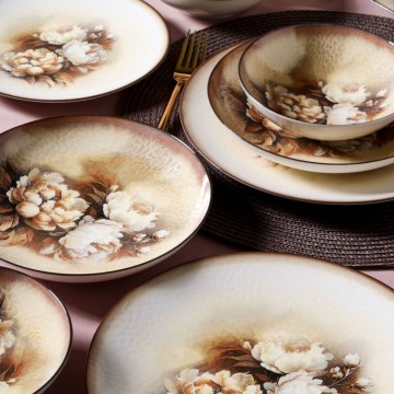 26 darabos étkészlet bézs/barna/fehér/porcelán
