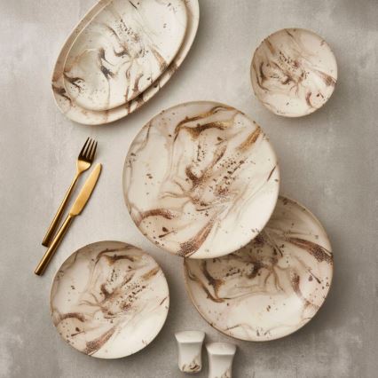 26 darabos étkészlet, bézs/barna, porcelán