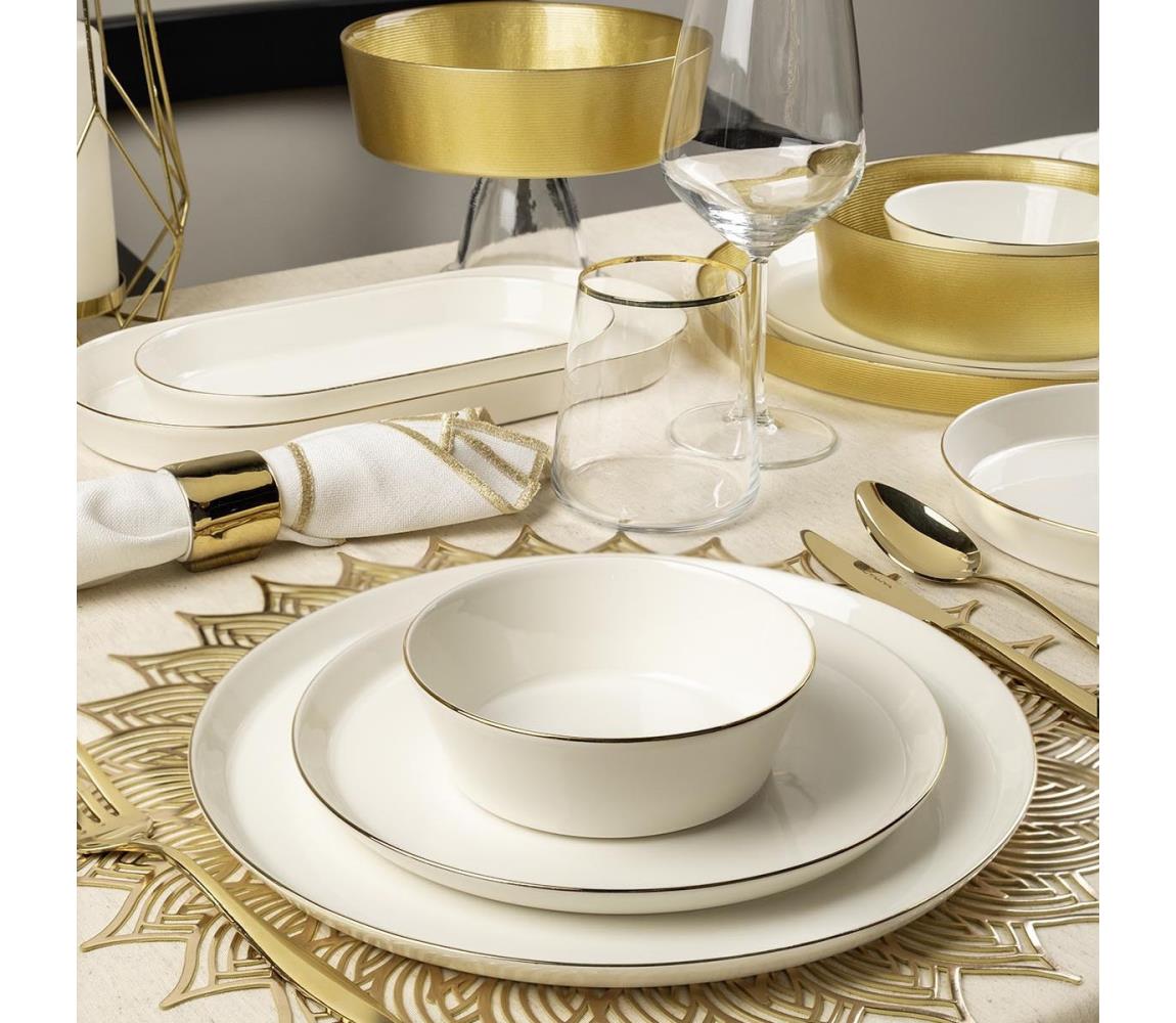26 darabos porcelán étkészlet, fehér/arany 719KTP9894