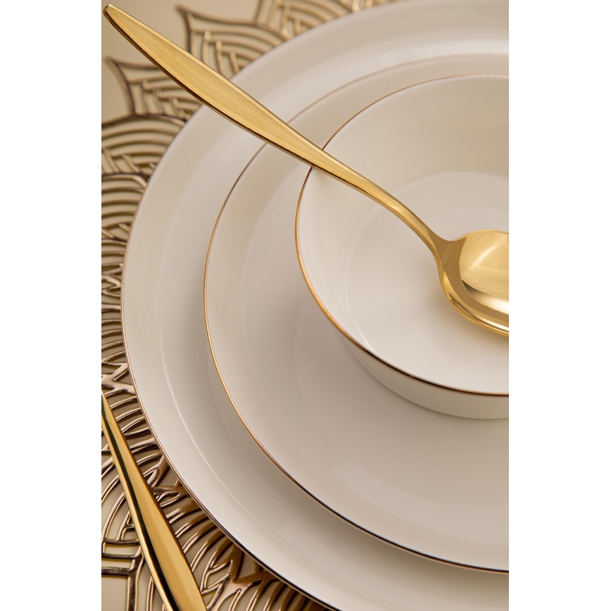 26 darabos porcelán étkészlet, fehér/arany