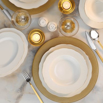 26 részes étkészlet fehér/arany/porcelán