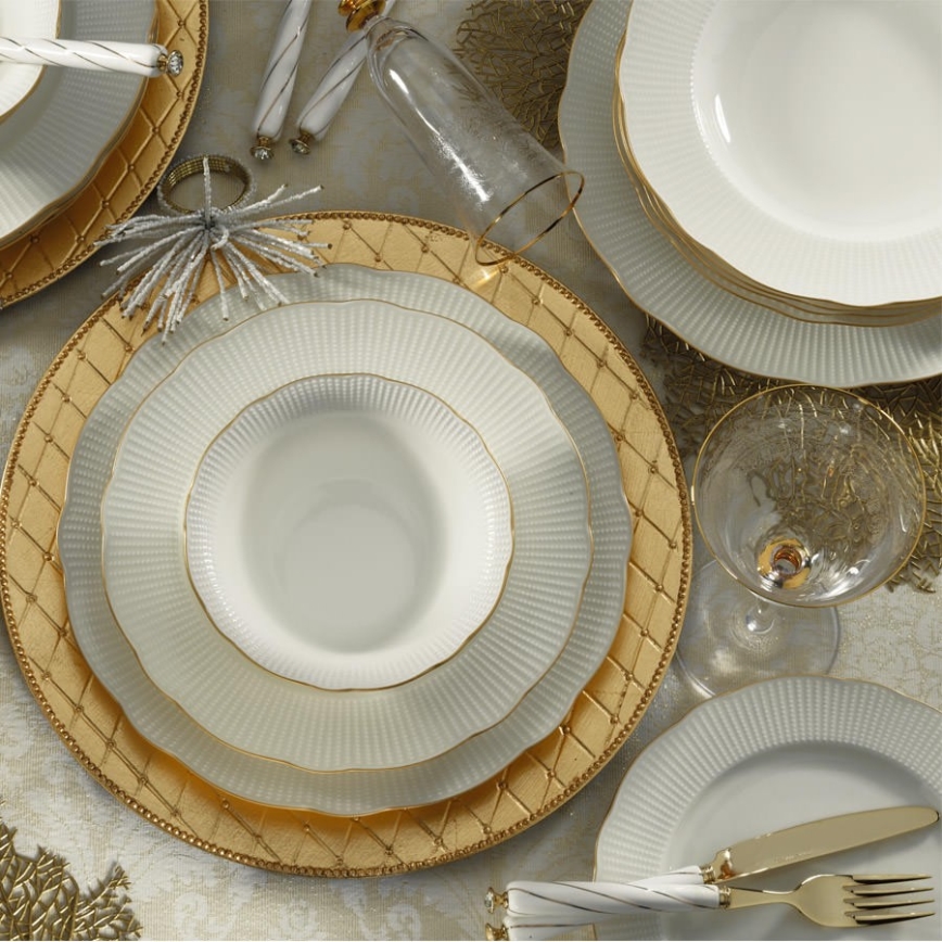 26 részes étkészlet fehér/arany/porcelán