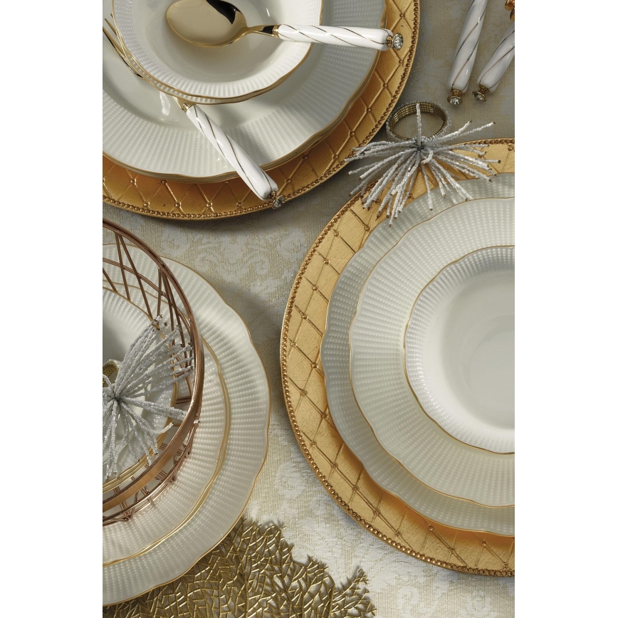 26 részes étkészlet fehér/arany/porcelán