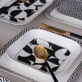 26 részes étkészlet, fehér/fekete, porcelán
