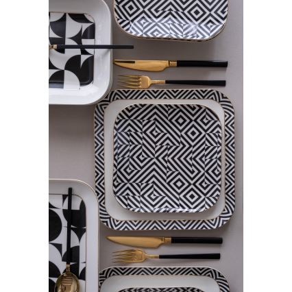 26 részes étkészlet, fehér/fekete, porcelán