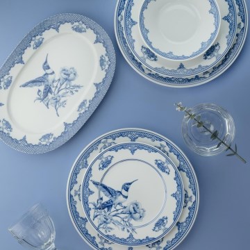 26 részes étkészlet fehér/kék/porcelán