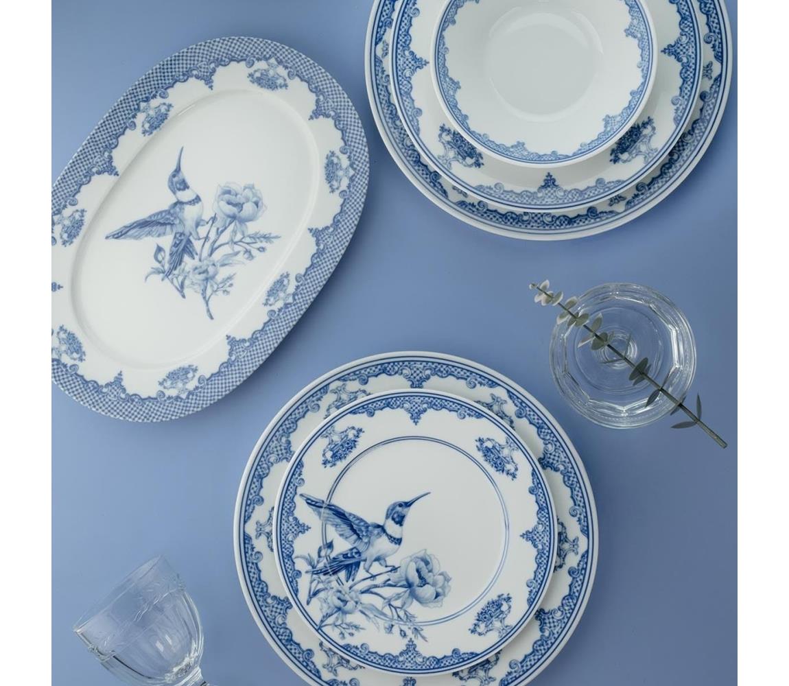 26 részes étkészlet fehér/kék/porcelán 710KTP3649